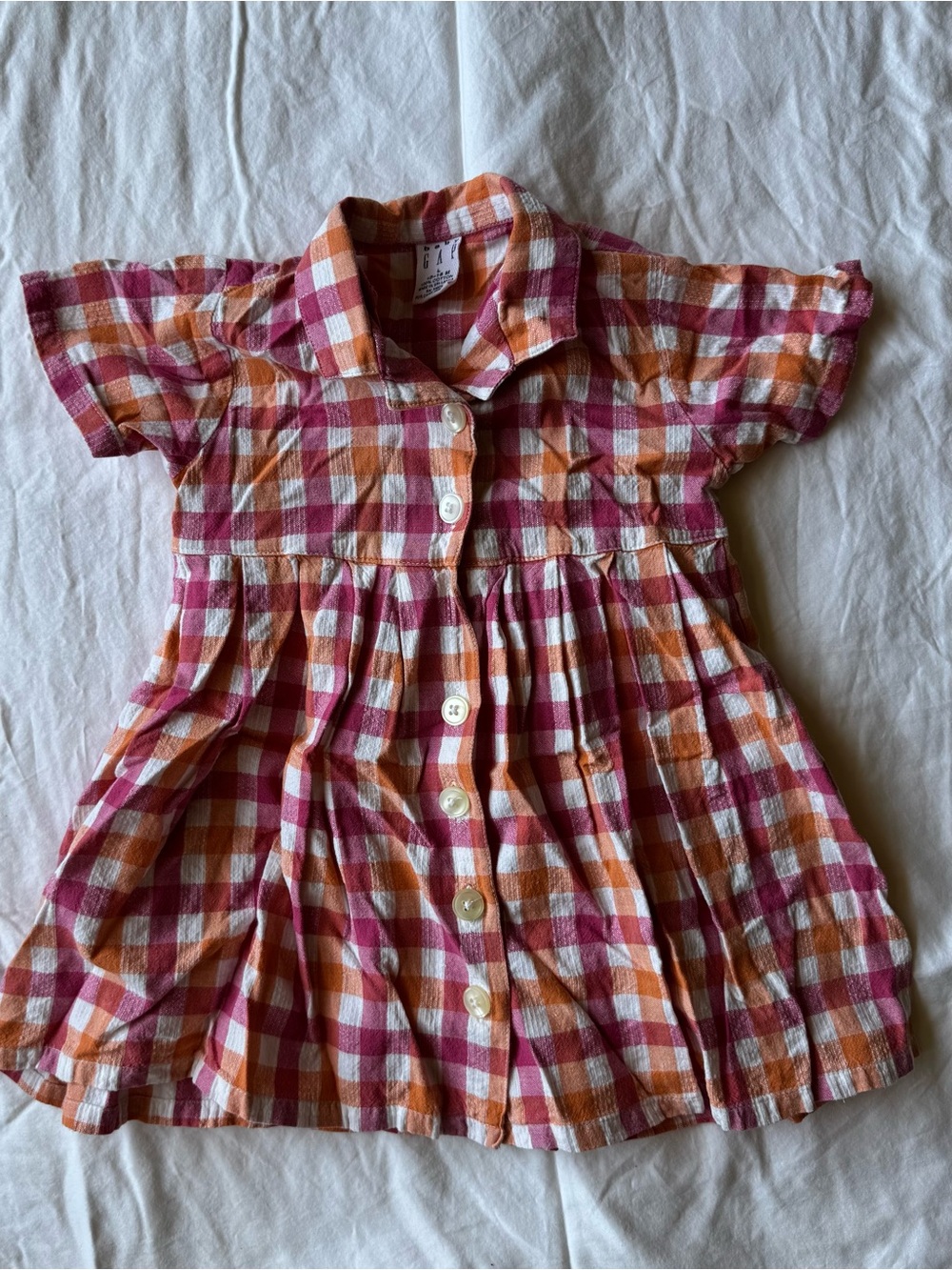 Baby Gap Pink & Orange Plaid Button-Front Dress